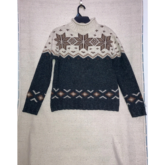 Eddie Bauer Sweaters - Vintage Eddie Bauer Nordic Wool Selburose Fair Isle Sweater Gray Women’s S M